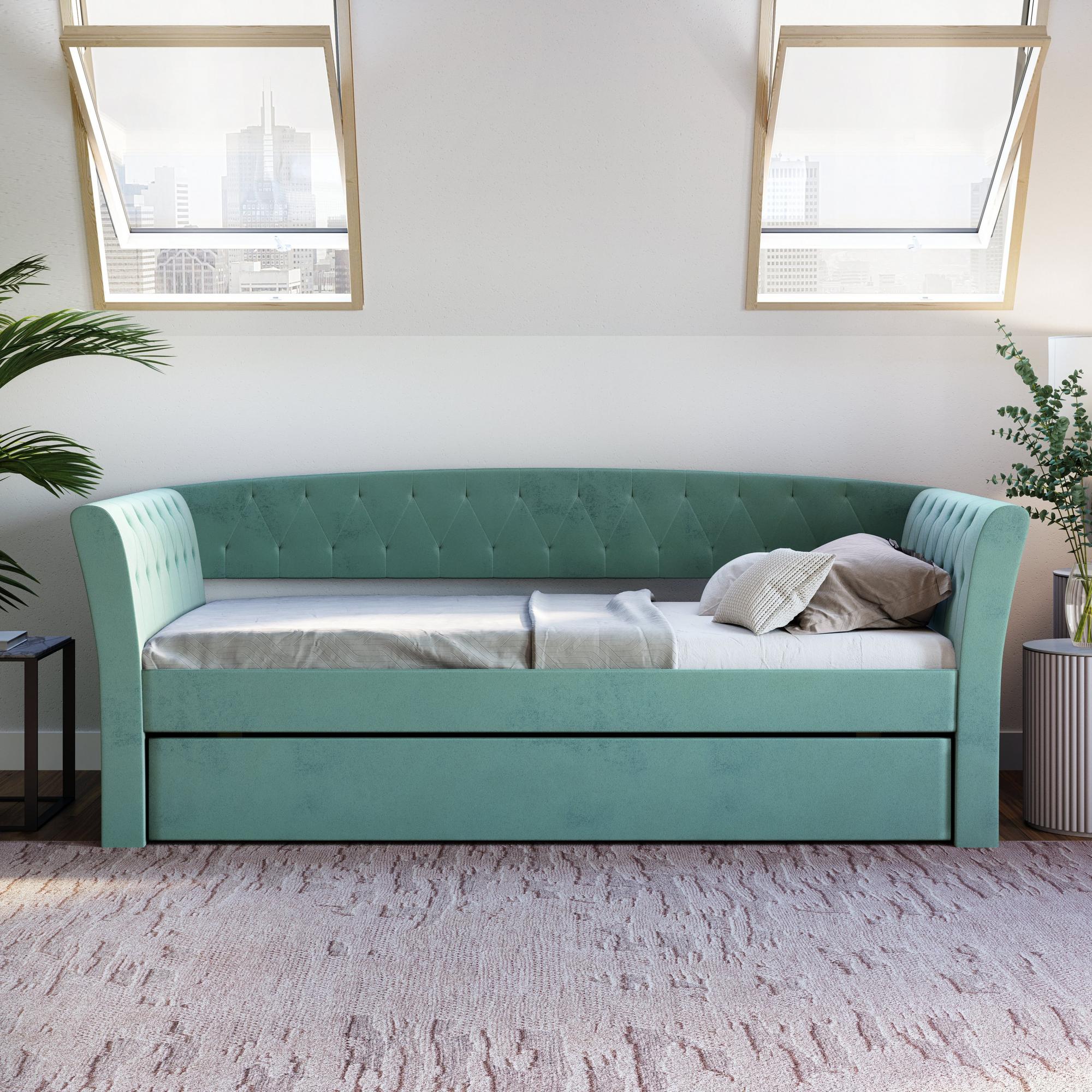 Twin Kingston Velvet Day Bed - Teal 