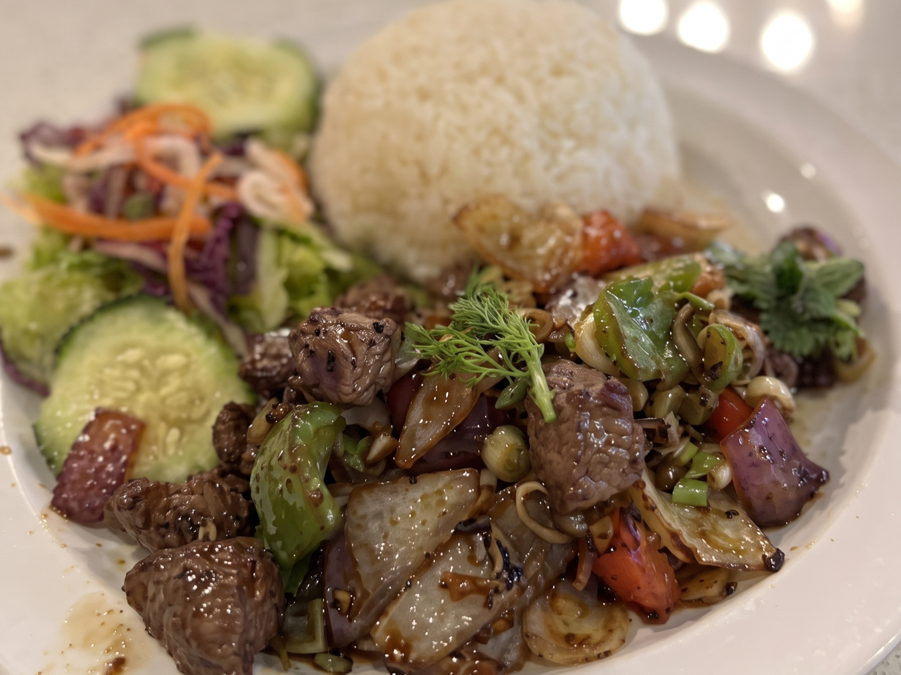 30.Rice With Shaken Beef Bo Luc Lac