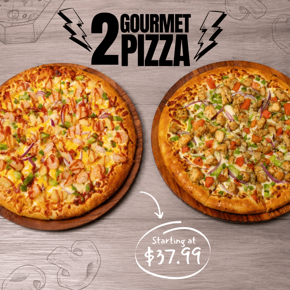 2 Gourmet Pizzas