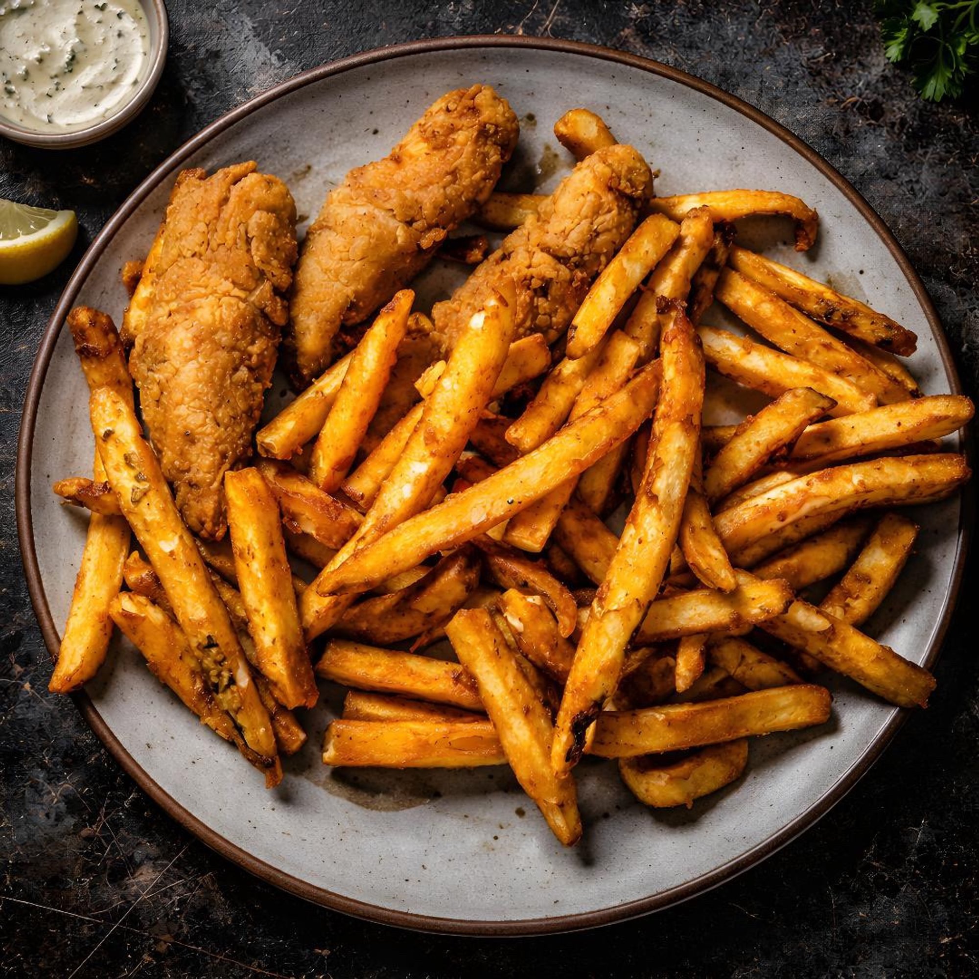 Kids chicken fingers with fries