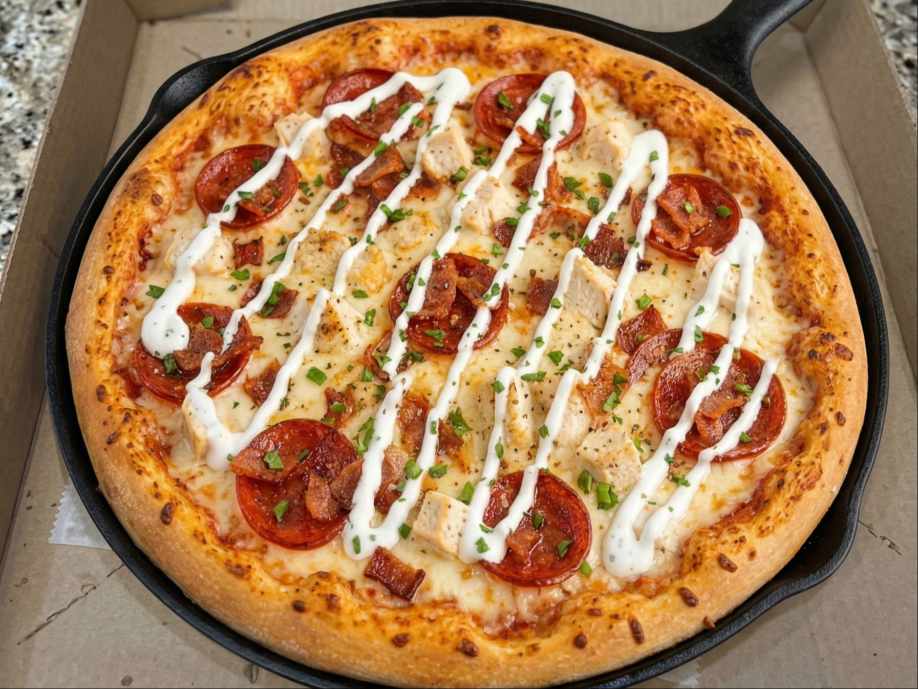 Chicken Bacon Ranch Pan Pizza