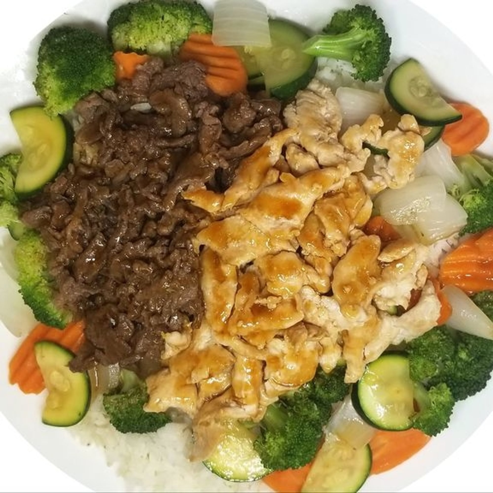 A4. Chicken & Beef Teriyaki Bowl (D)