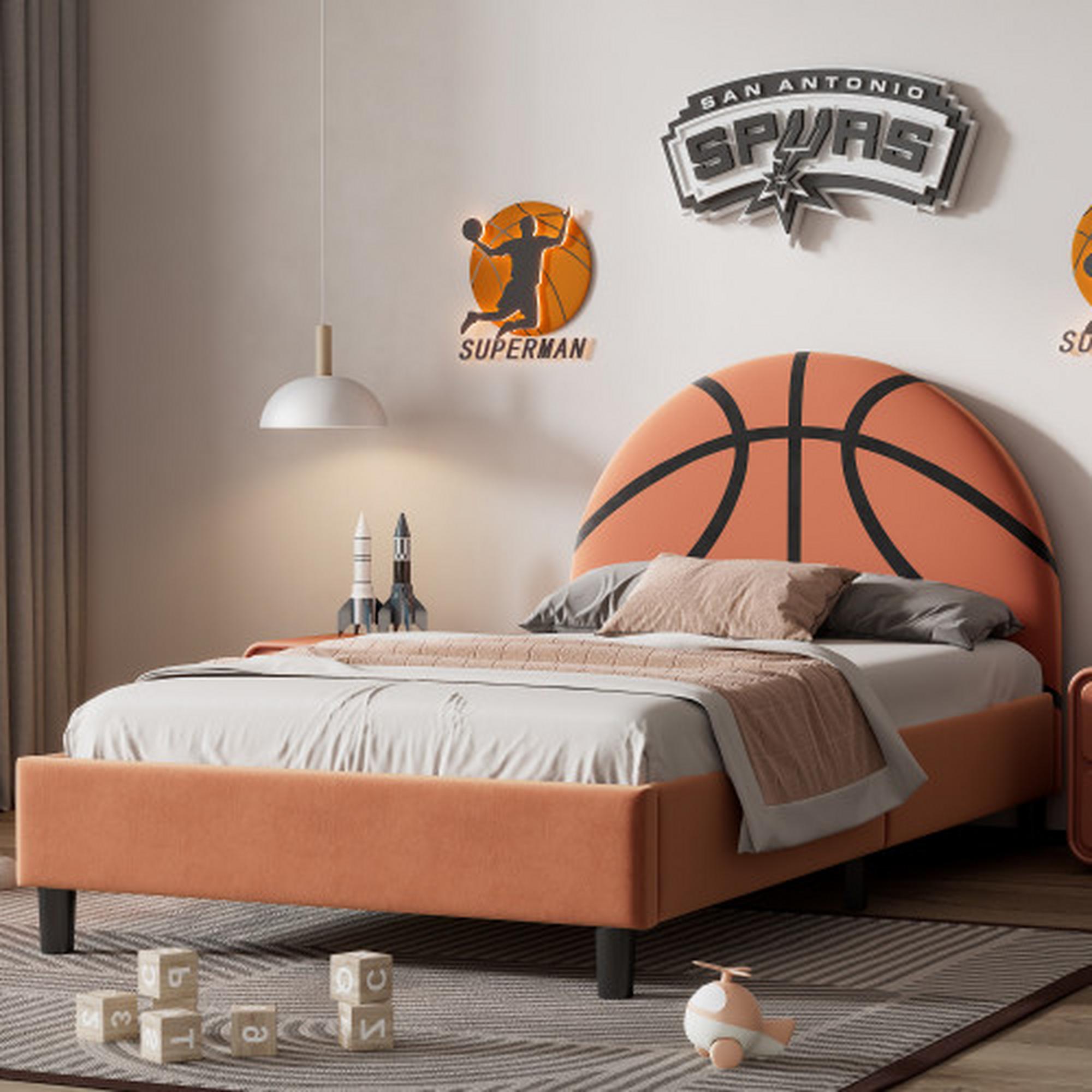 Twin Slam Dunk Upholstered Kids Bed 