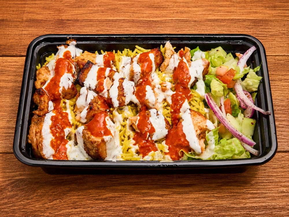 Salmon Kebab Over Rice