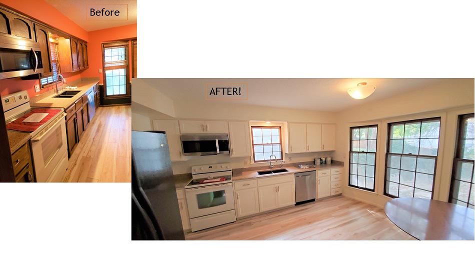 Ready to brighten up your kitchen? Check out this Cabinet Refacing we did in Overland Park! That plus a coat of paint on the walls and ceiling make this kitchen nice and fresh!