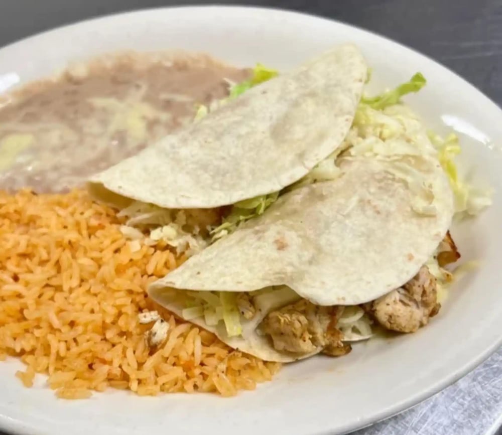 Two Tacos with Rice & Beans