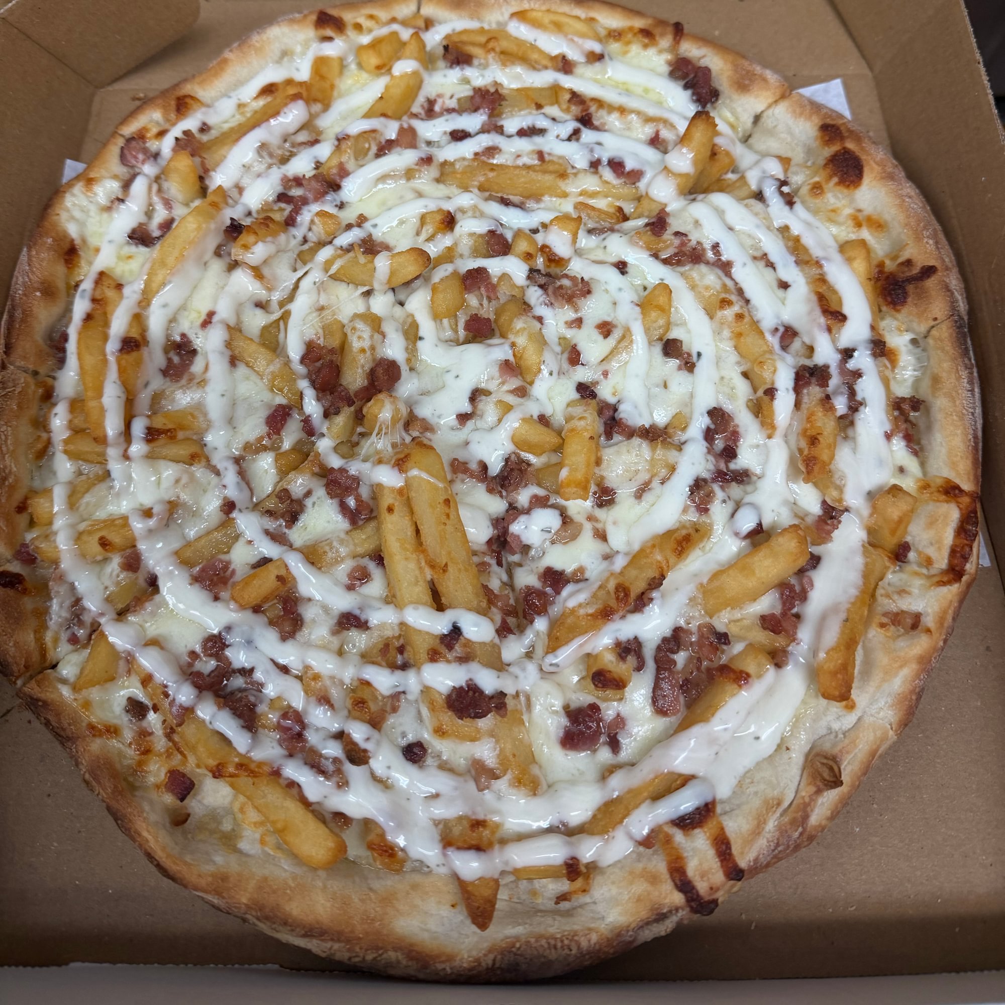 French Fries Bacon Ranch Pizza