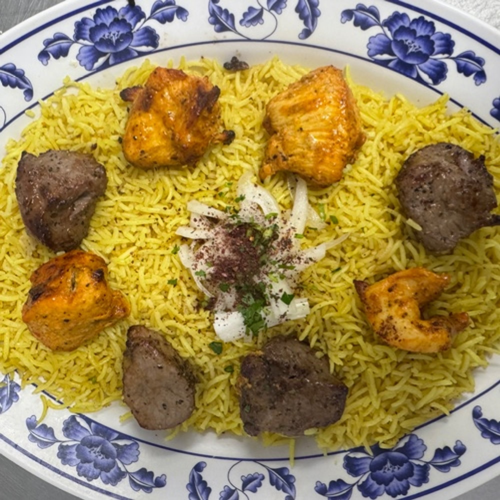 Lamb Sheesh Platter with Chicken Tawook Platter