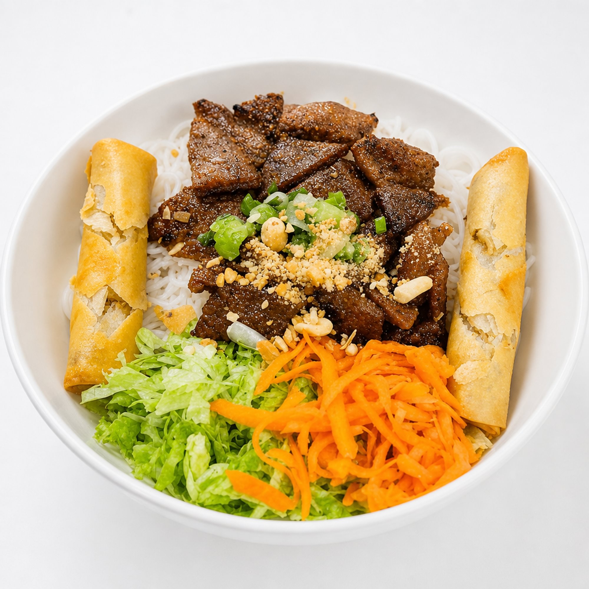 25A. Bún Bò Nướng Chả Giò (Grilled Beef & Egg Rolls)