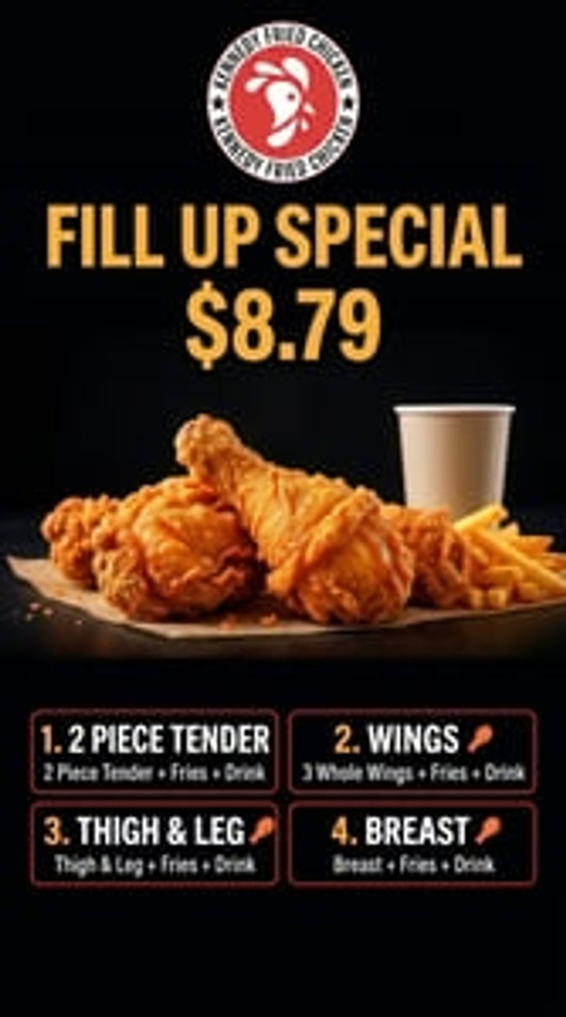 Breast, Fries, and Drink