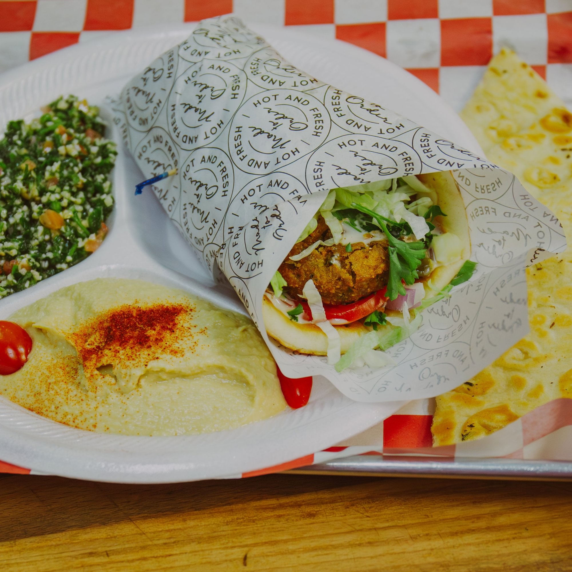 Falafel on Pita Platter