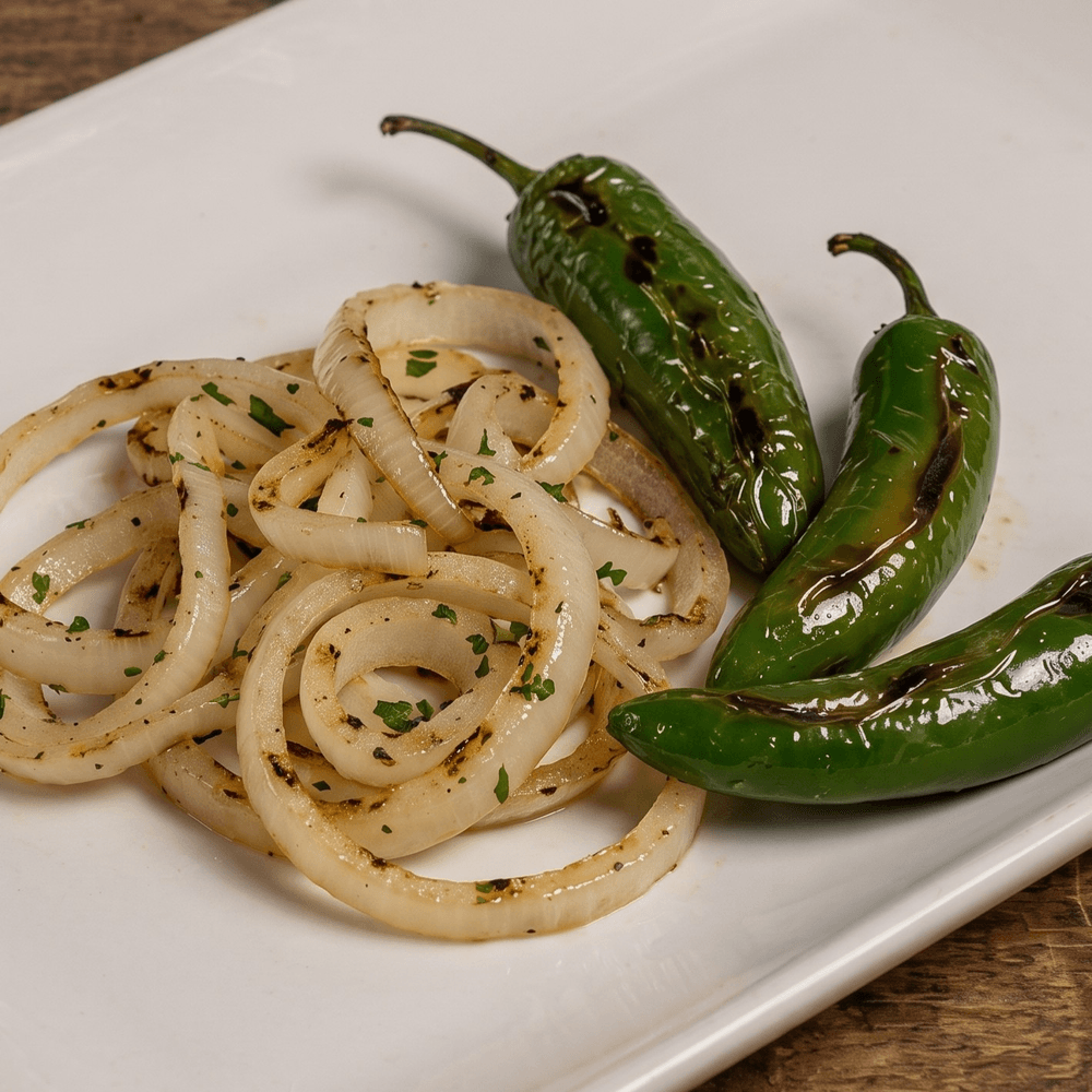 Grilled Onion and Serranos