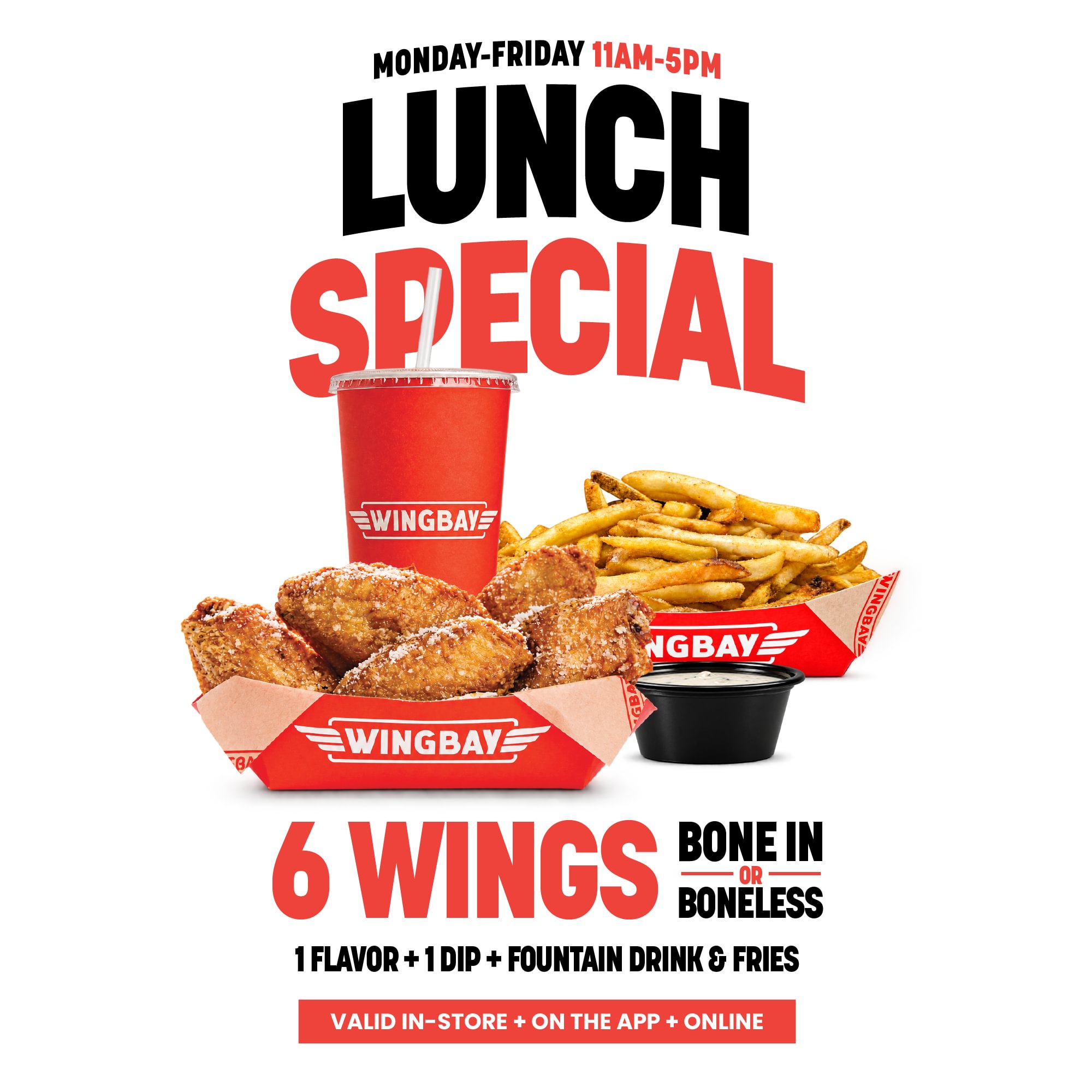 Lunch Special: 6-Piece Wing Combo