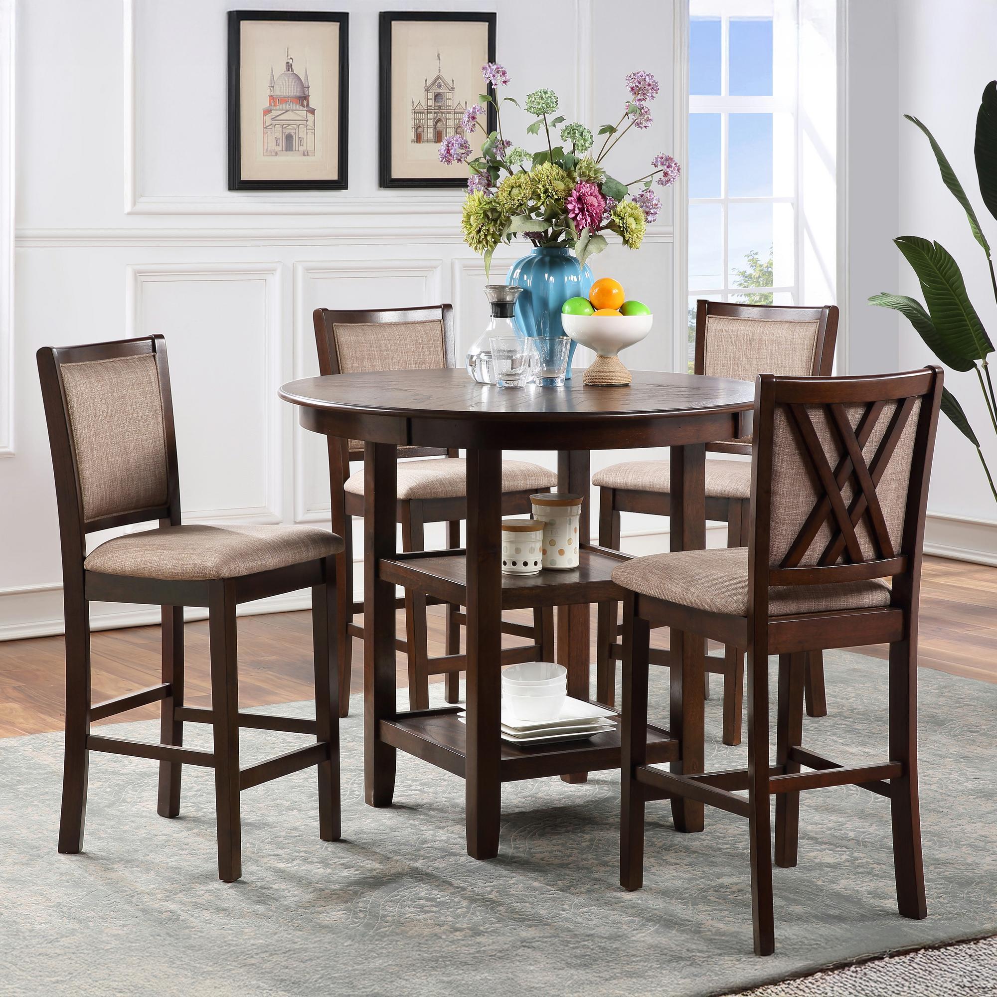 Amy 5-Piece Counter Height Dining Set w/ Table & 4 Chairs - Cherry