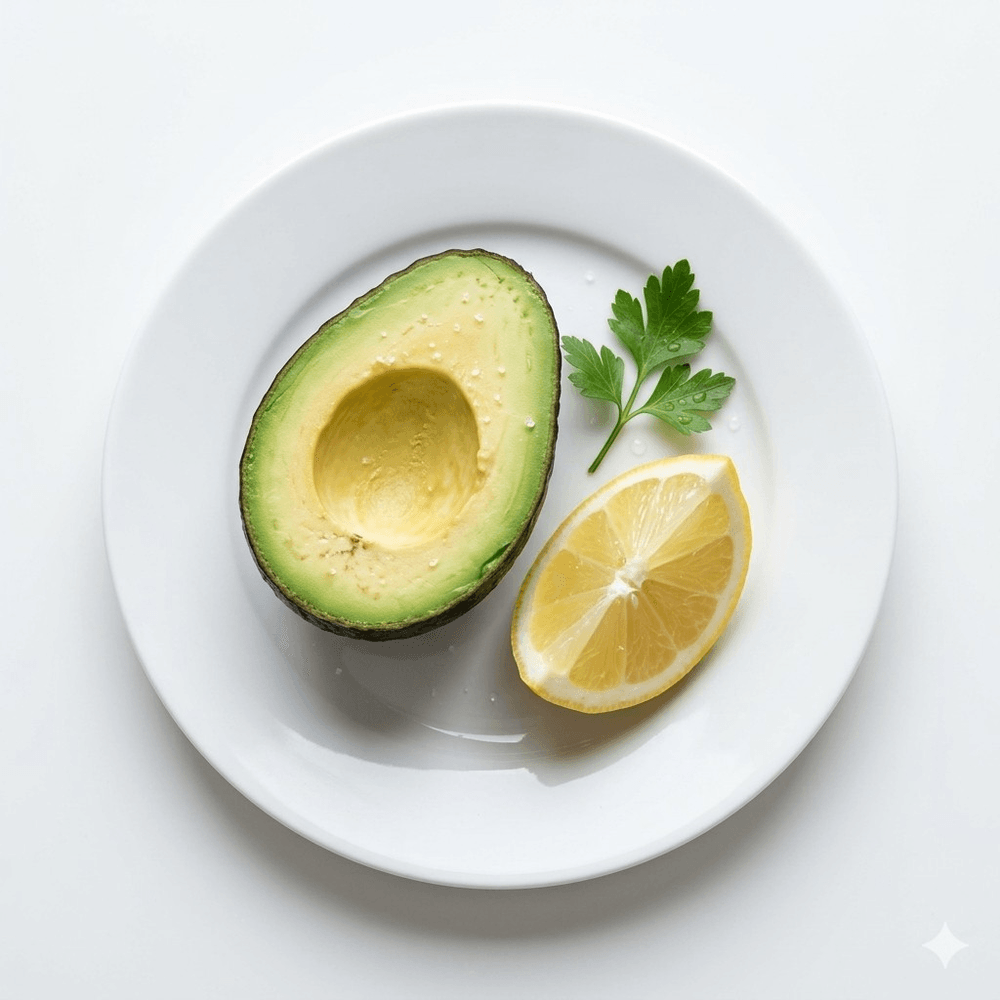 Half Fresh Avocado with Lemon
