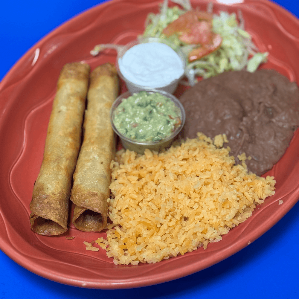 Chicken flautas lunch plate