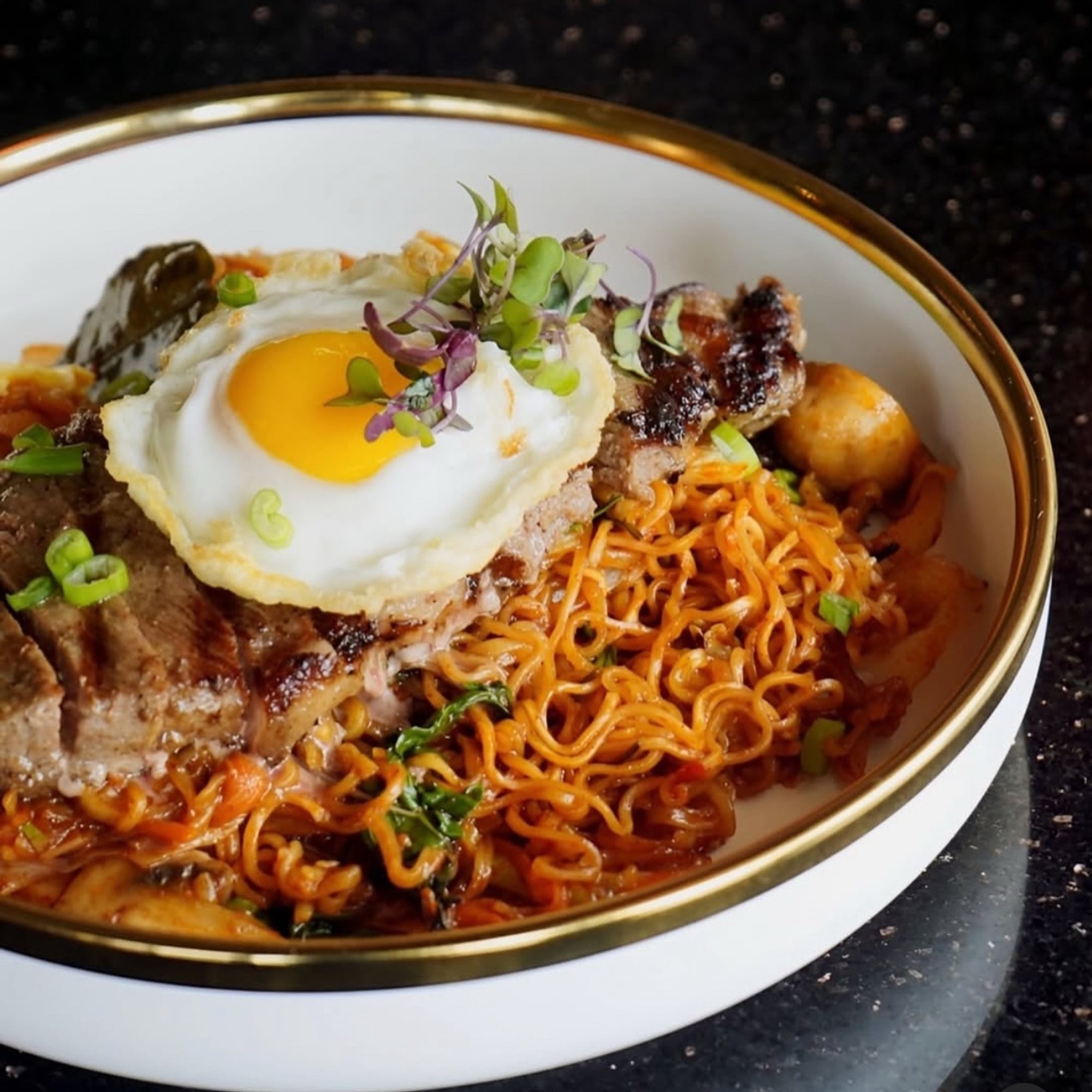 Steak with Spicy Ramen