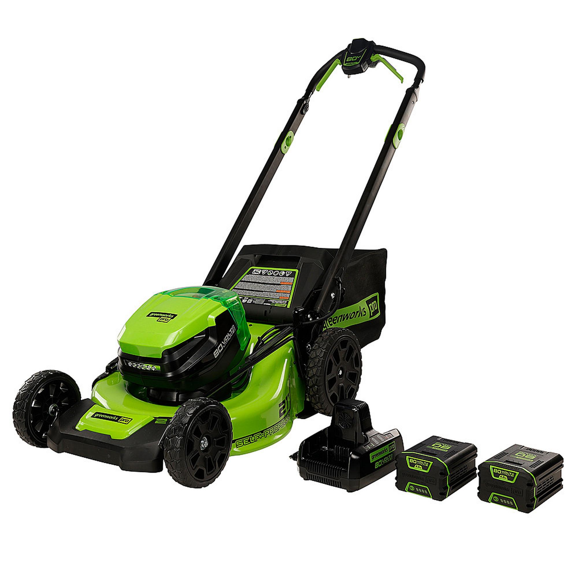 80V 21” Cordless Self-Propelled Lawn Mower with (2) 4.0 Ah Batteries and Dual-Port Charger - Green