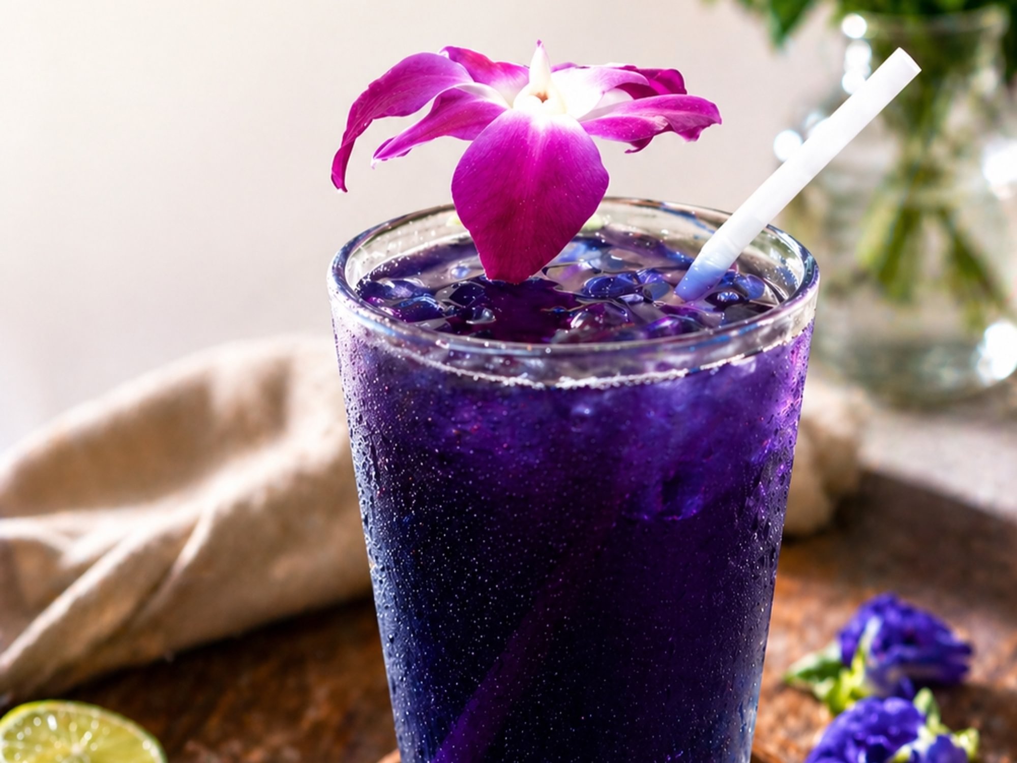 Lemongrass and Butterfly Pea Flowers Lemonade
