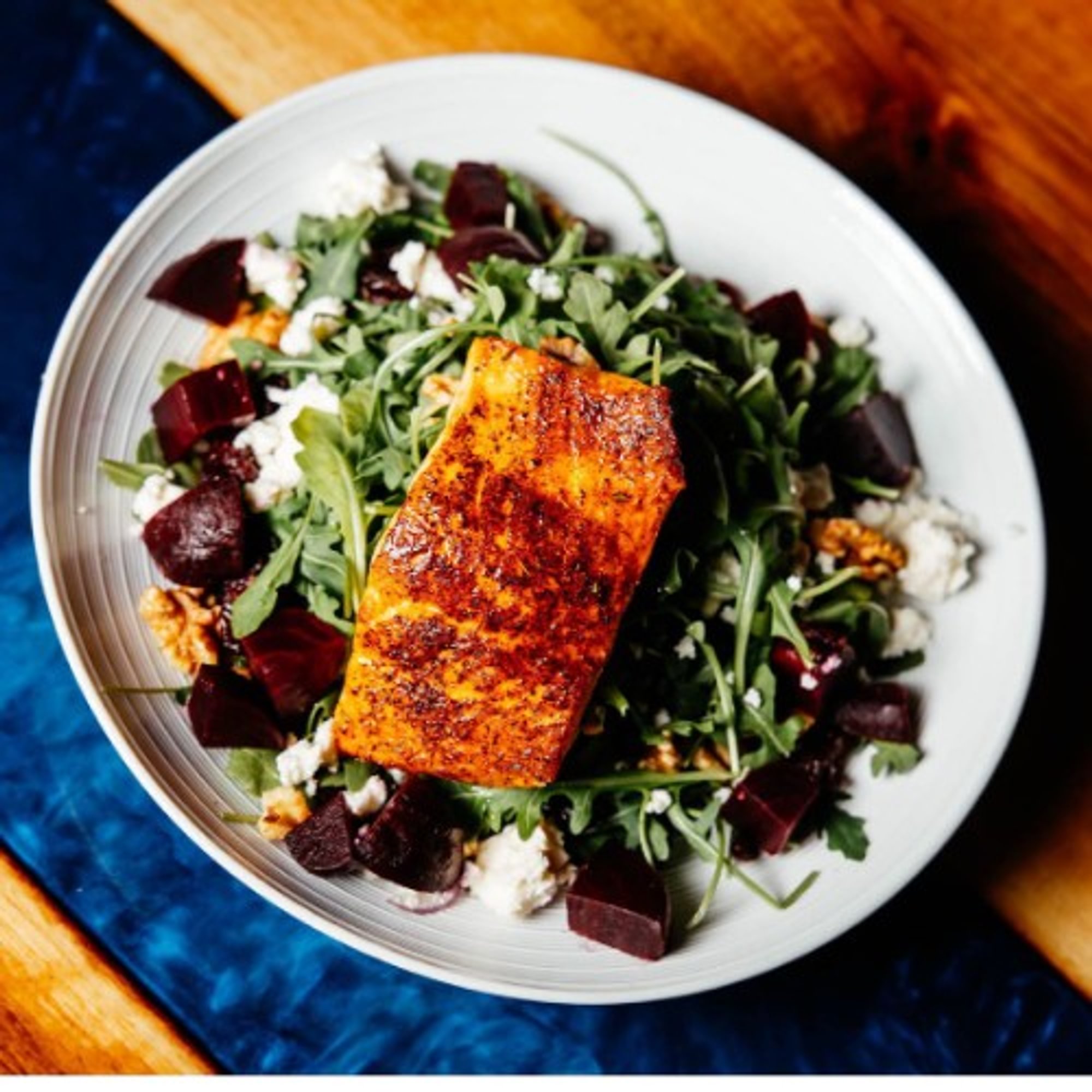 Islander Salmon-over beet salad