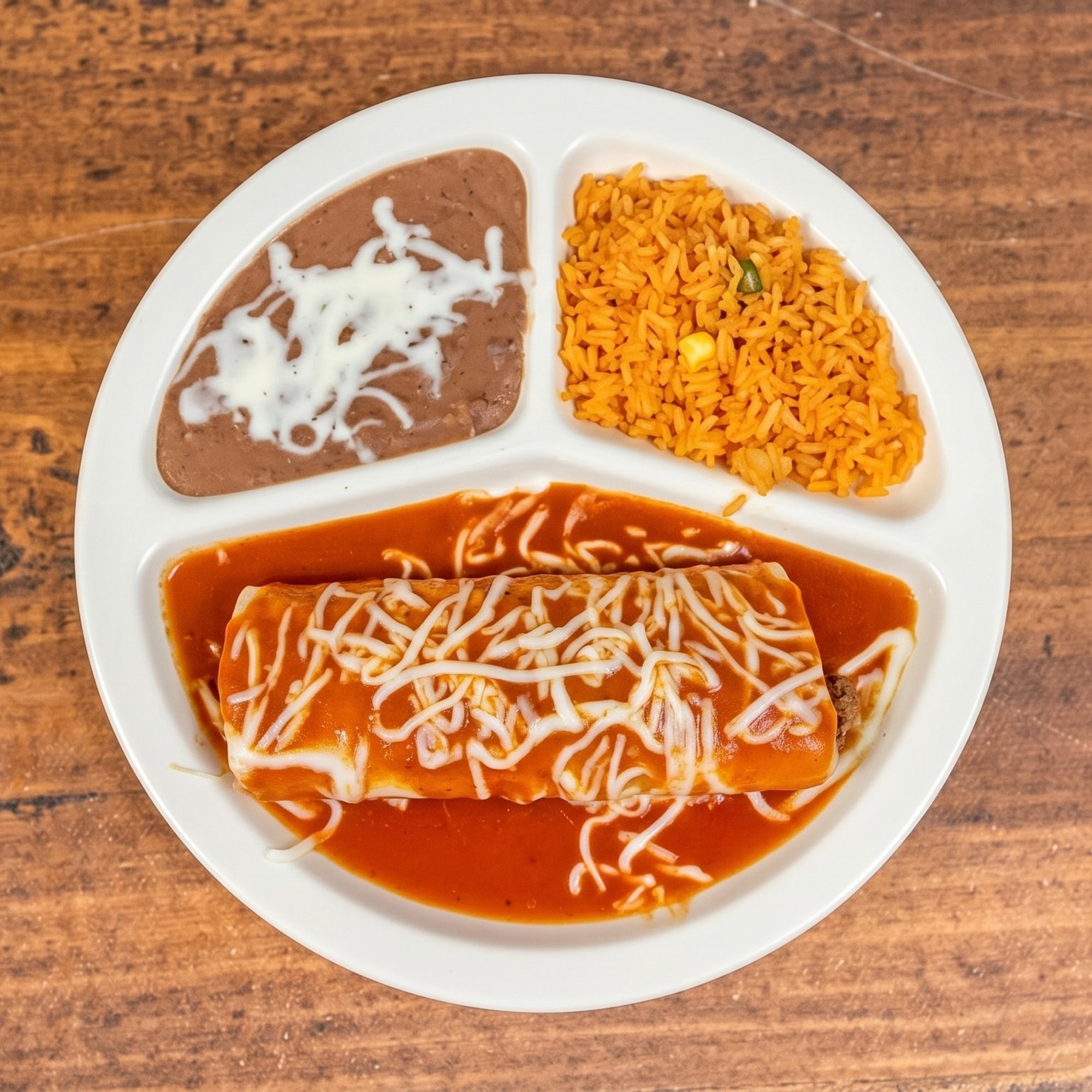 Kids Enchilada, Rice and Beans