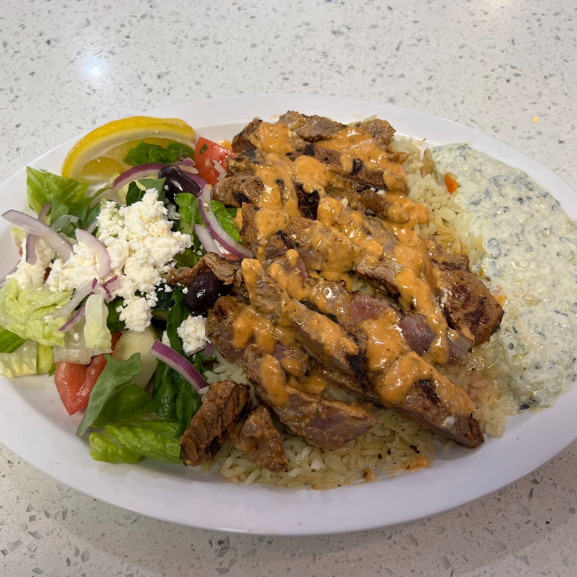 Steak Souvlaki Plate
