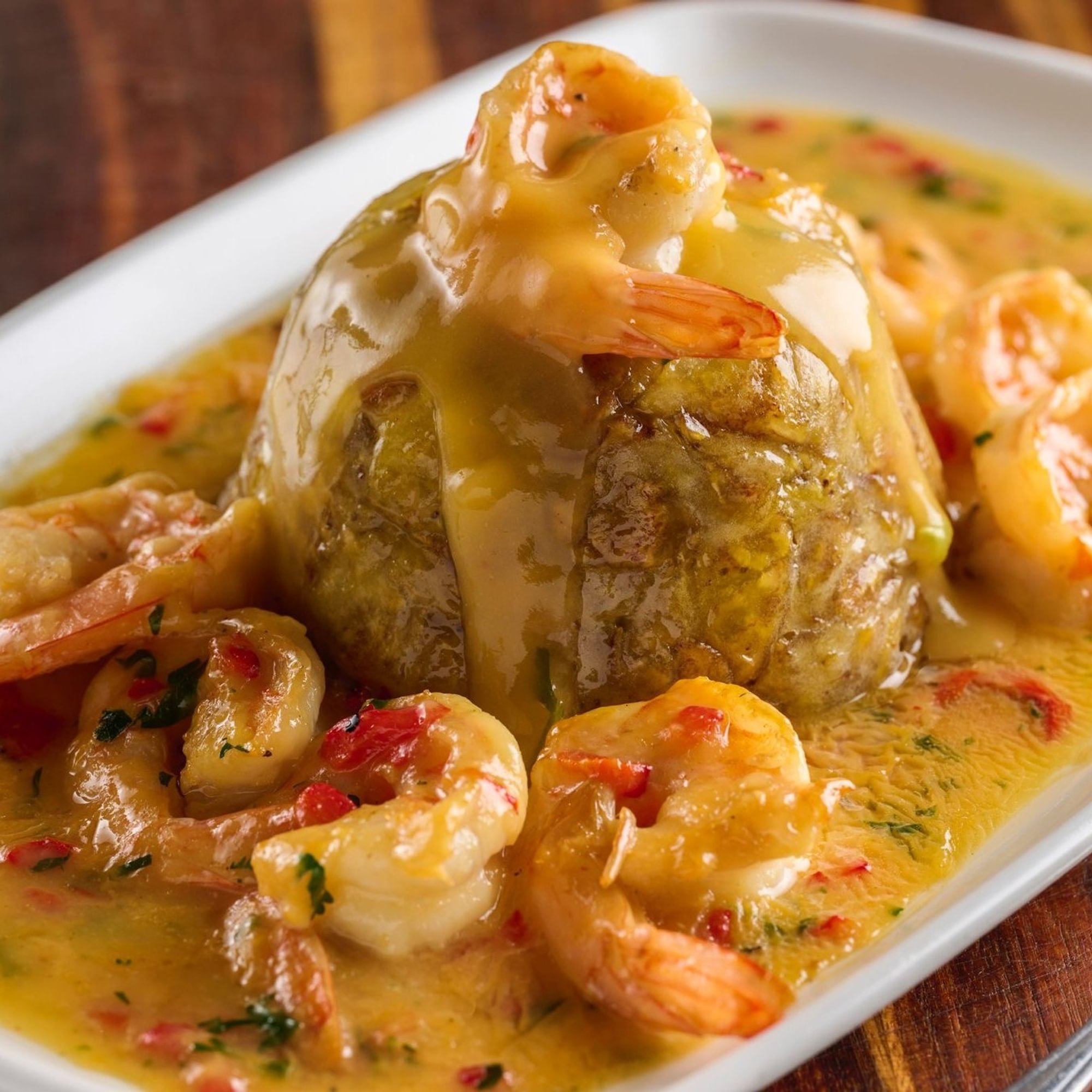 Mashed Green Plantain with Shrimp