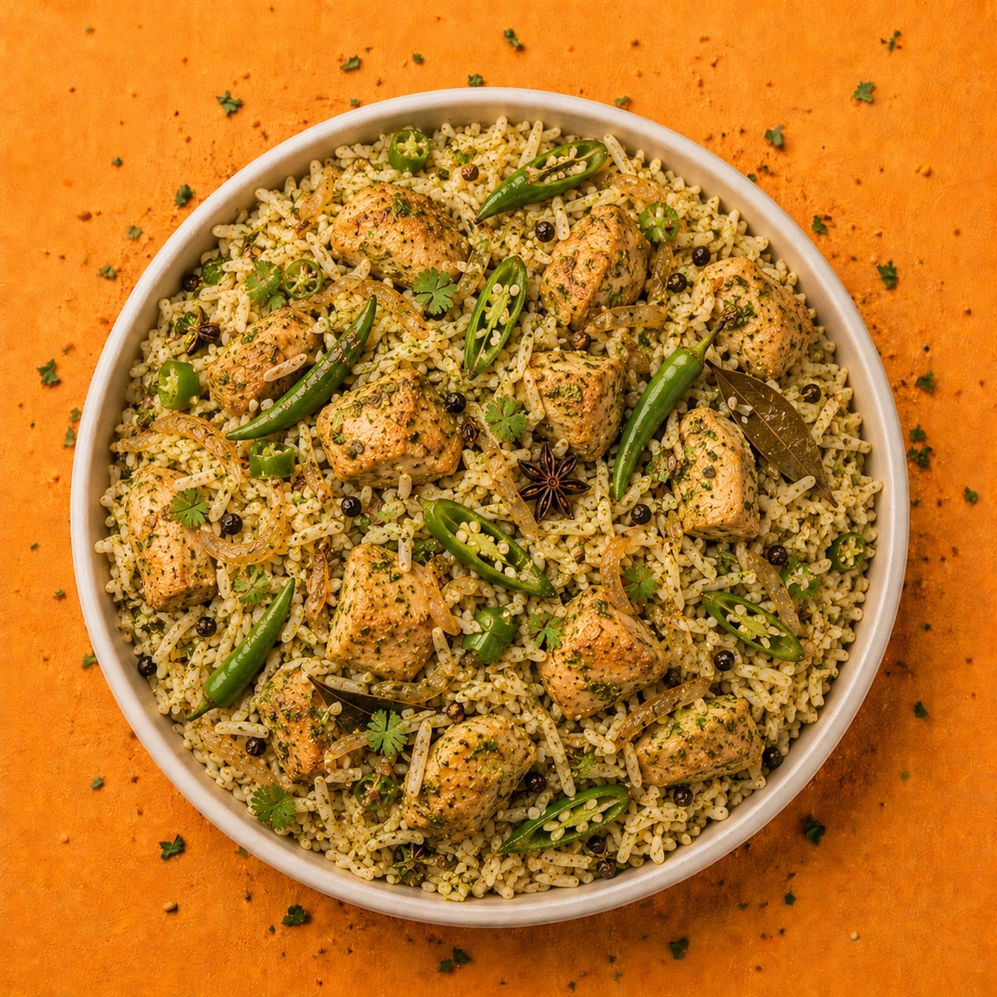 Green Chili Chicken Pulao