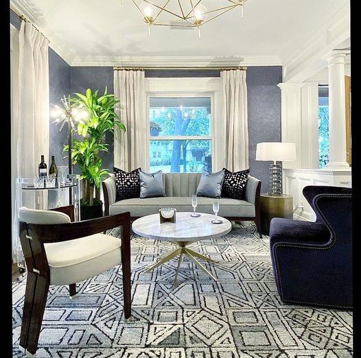 We are in love with this room...the carpet, the couch, chairs, wall color and of course the window treatments. Designer Dana Mole Flynn nailed it. We love working with her and seeing all of her incredible spaces.  BudgetBlindsParamusWestwood  CustomDrapes  DraperyHardware  FreeConsultation