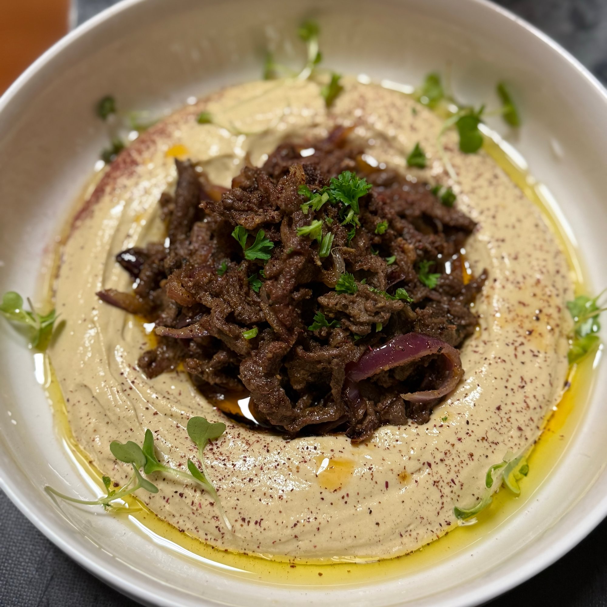 Hummus with Beef Shawarma