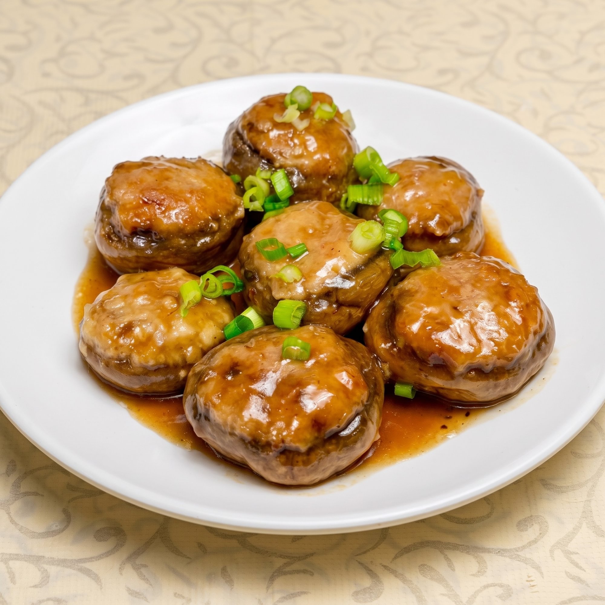 百花煎釀蘑菇 [Stuffed Mushroom Caps with Pork & Shrimp] Lunch