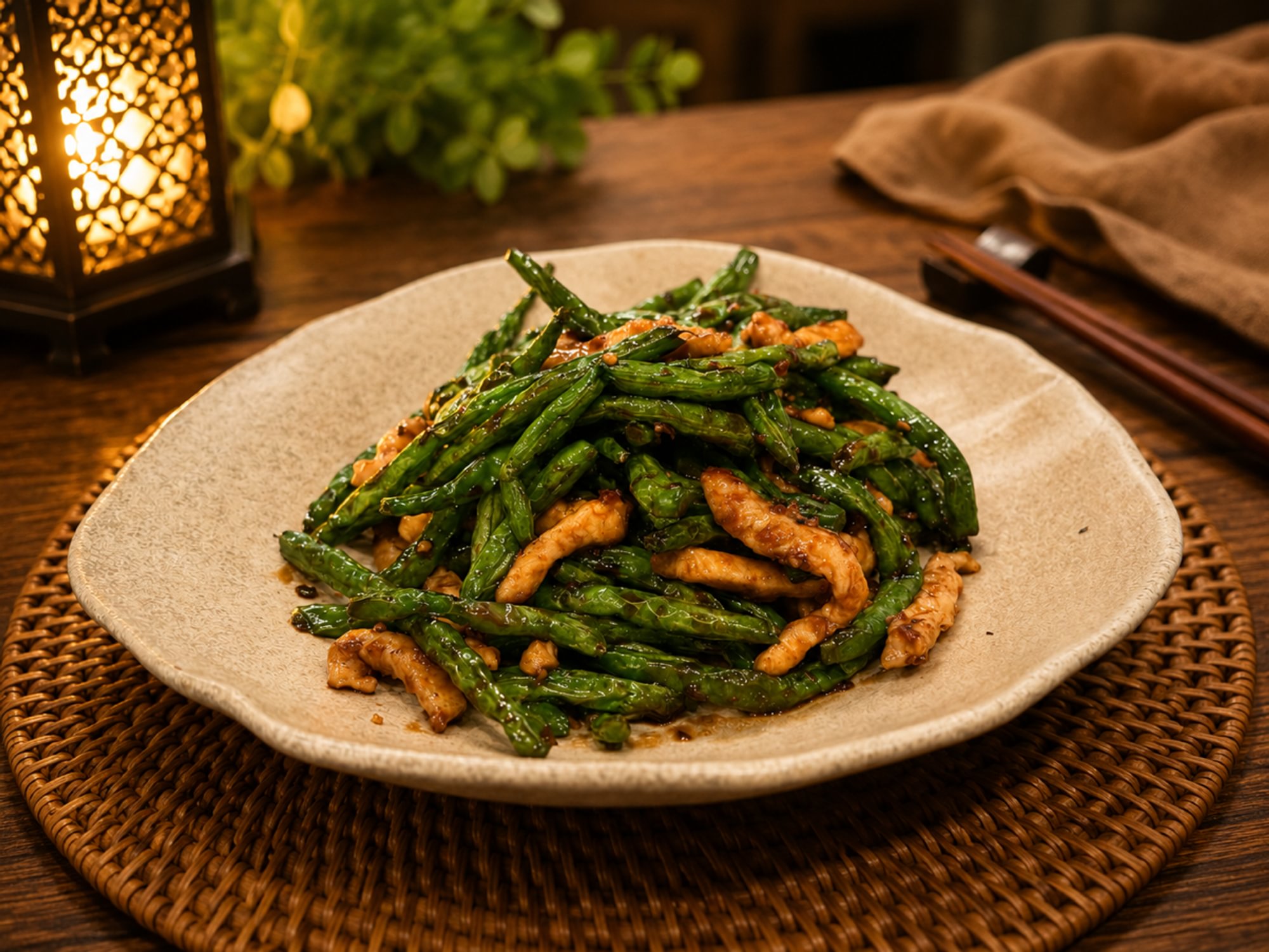 Sauteed String Beans with Chicken / 干煸四季豆鸡