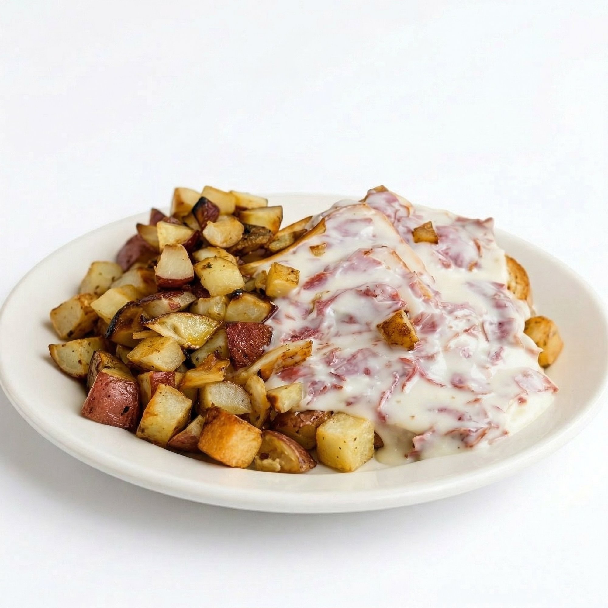 Chipped Beef on Toast with Home Fries Platter