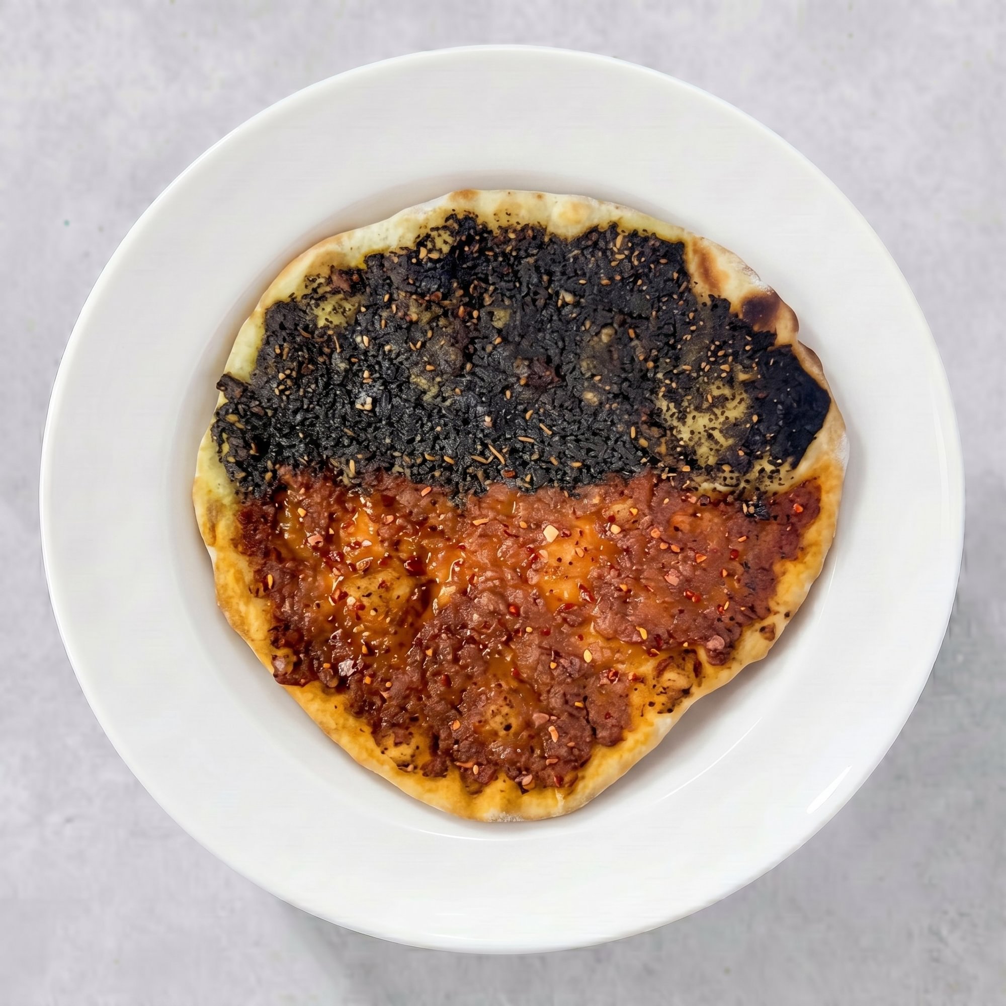 Half Zaatar and Half Spicy Tomato