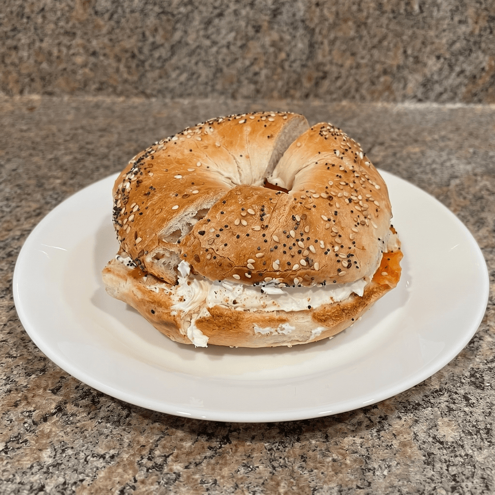 Nova Lox & Cream Cheese with Tomatoes & Onions Bagel