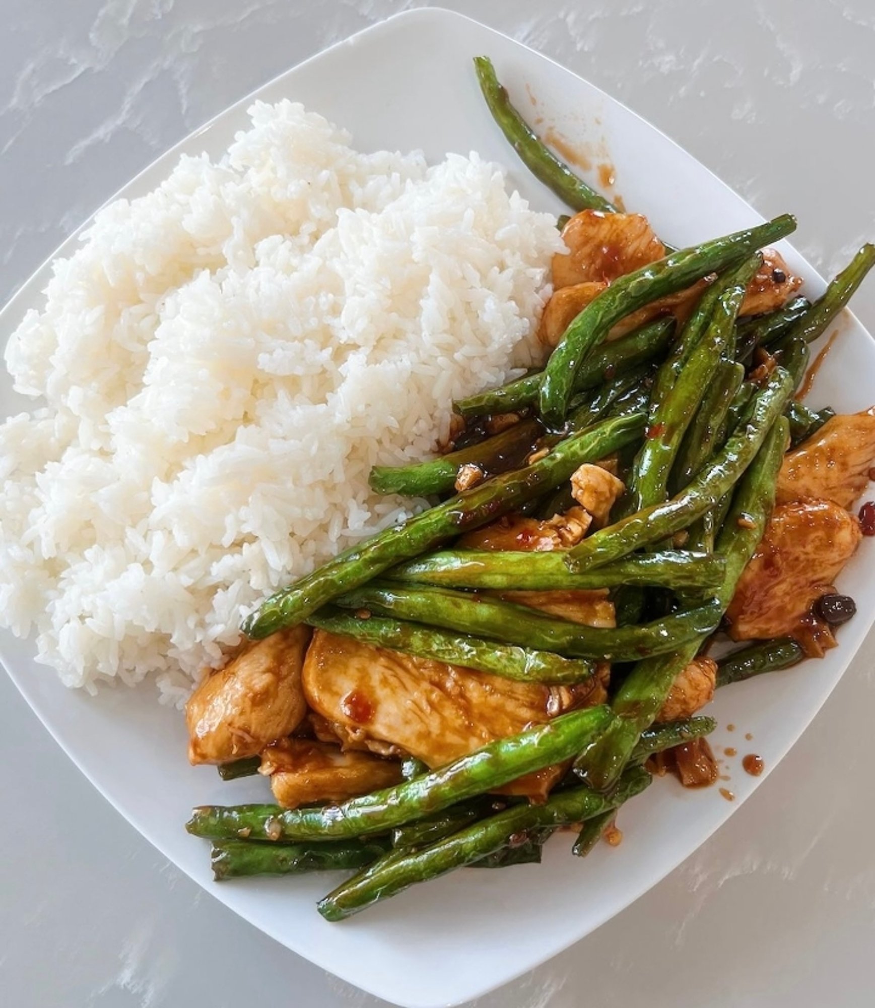 (S) (Chicken/Beef/Shrimp/Pork/Tofu) String Beans Over Rice (Spicy) 四季豆饭