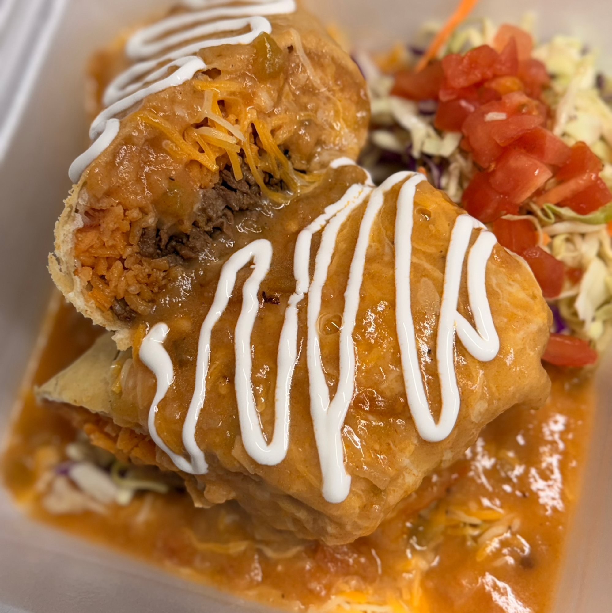 Smothered burrito or chimichanga
