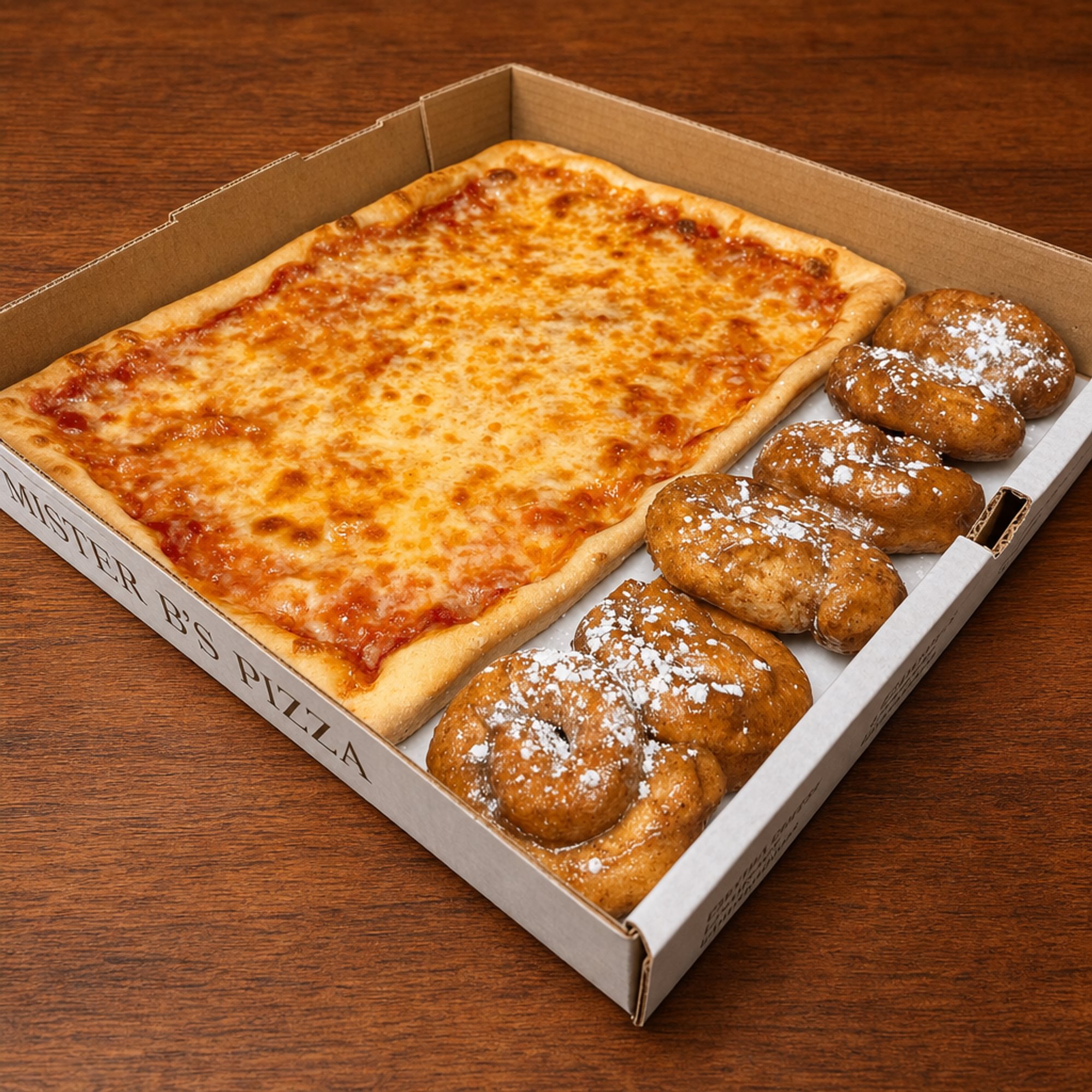 Square Cheese Pie & Cinnamon Knots Box