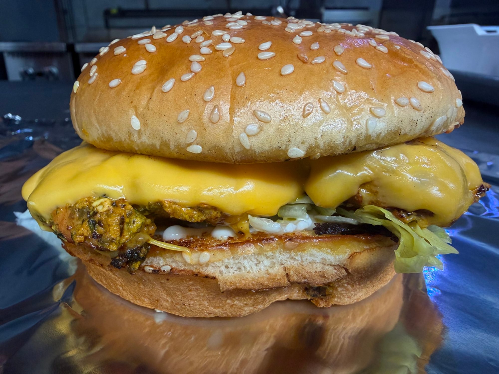 Grilled Chicken with Egg Burger