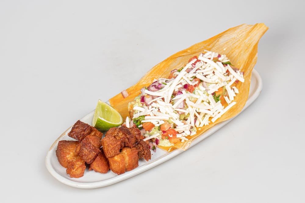 Chicharron and beef hallaquita