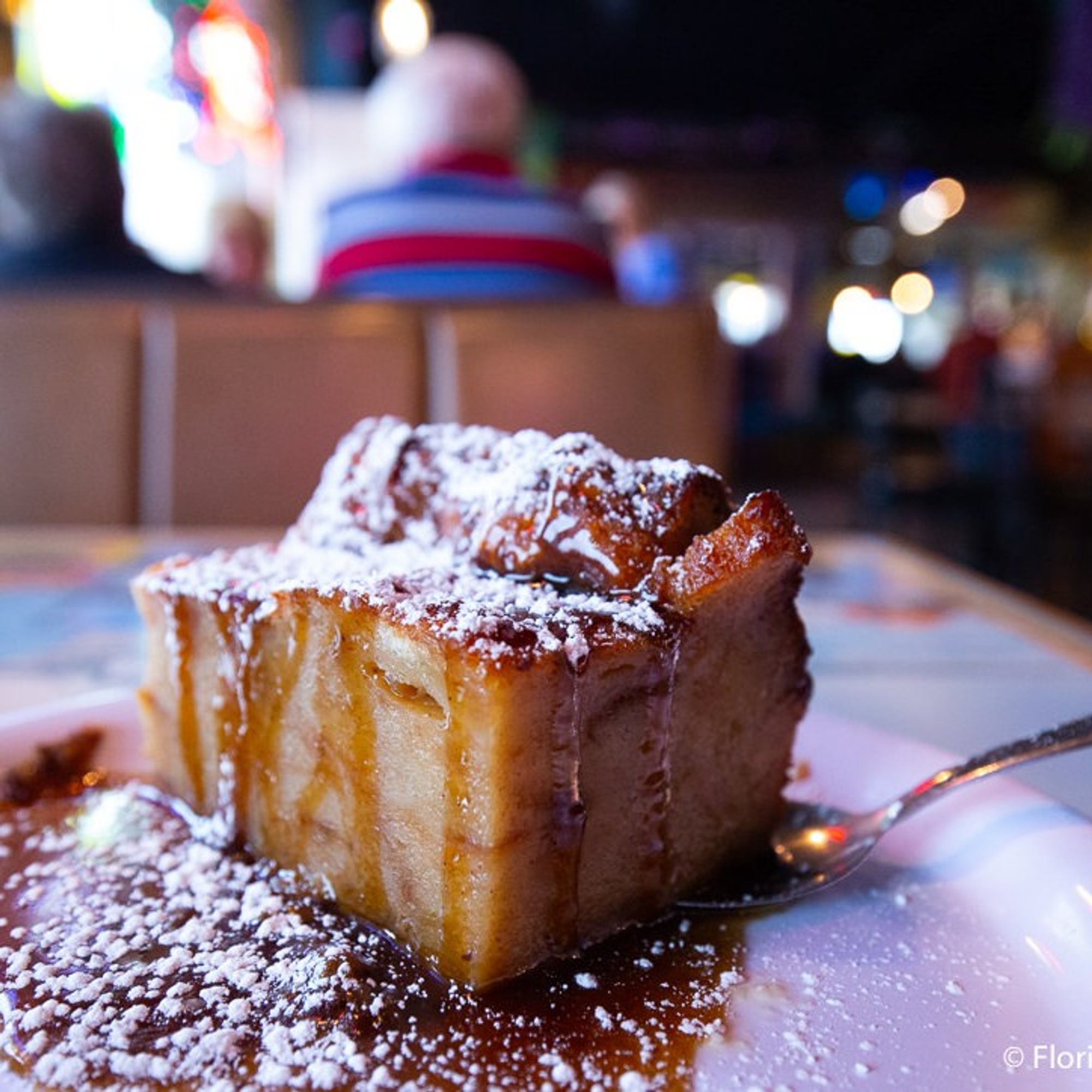 Bread pudding with rum sauce