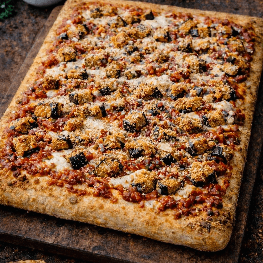 Sicilian Eggplant Parmigiana Pizza