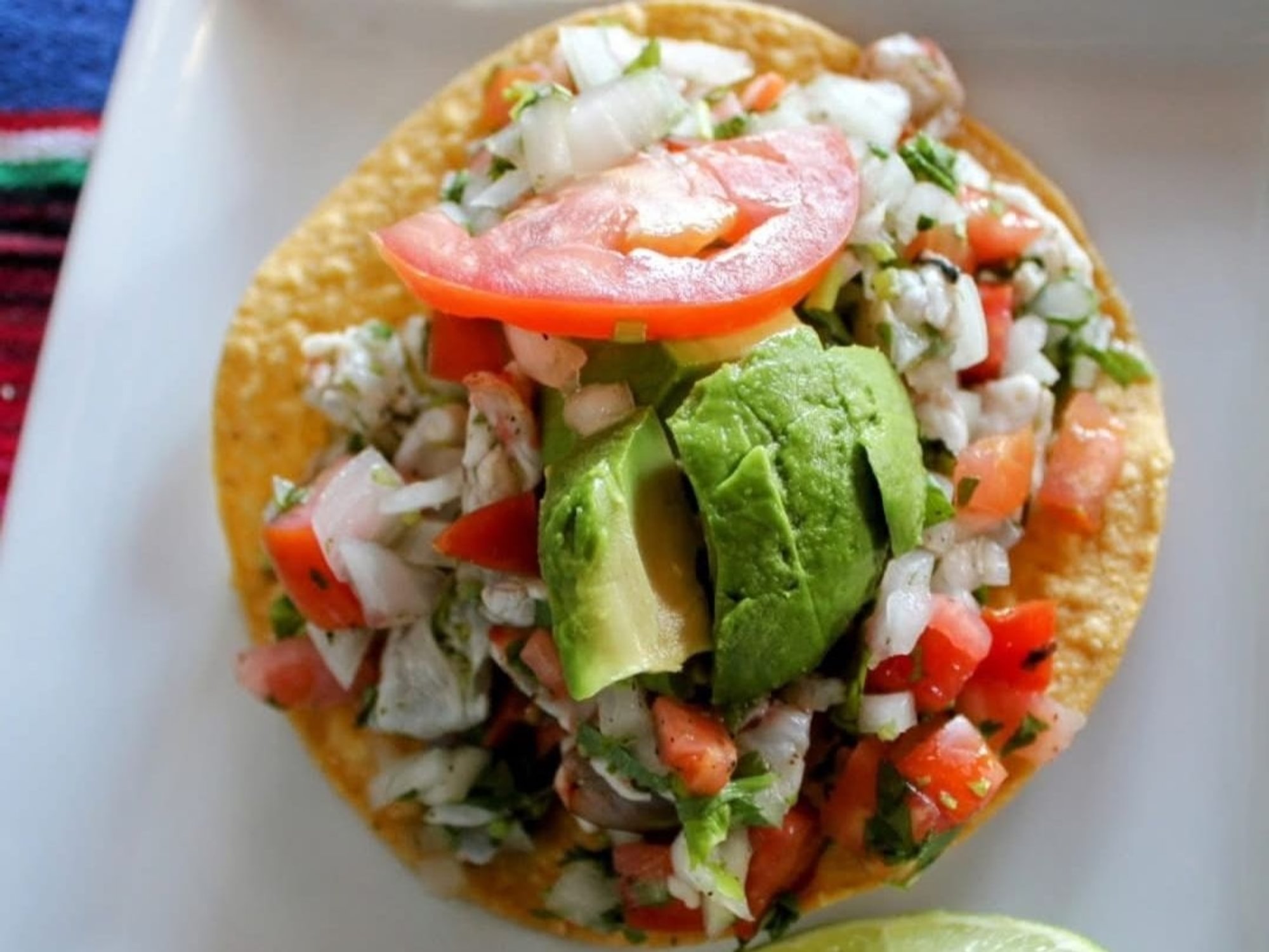Tostada De Shrimp Ceviche