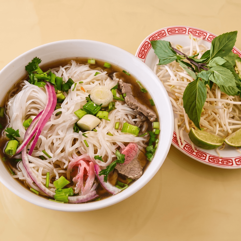 Rare Steak and Well Done Flank Pho Bowl