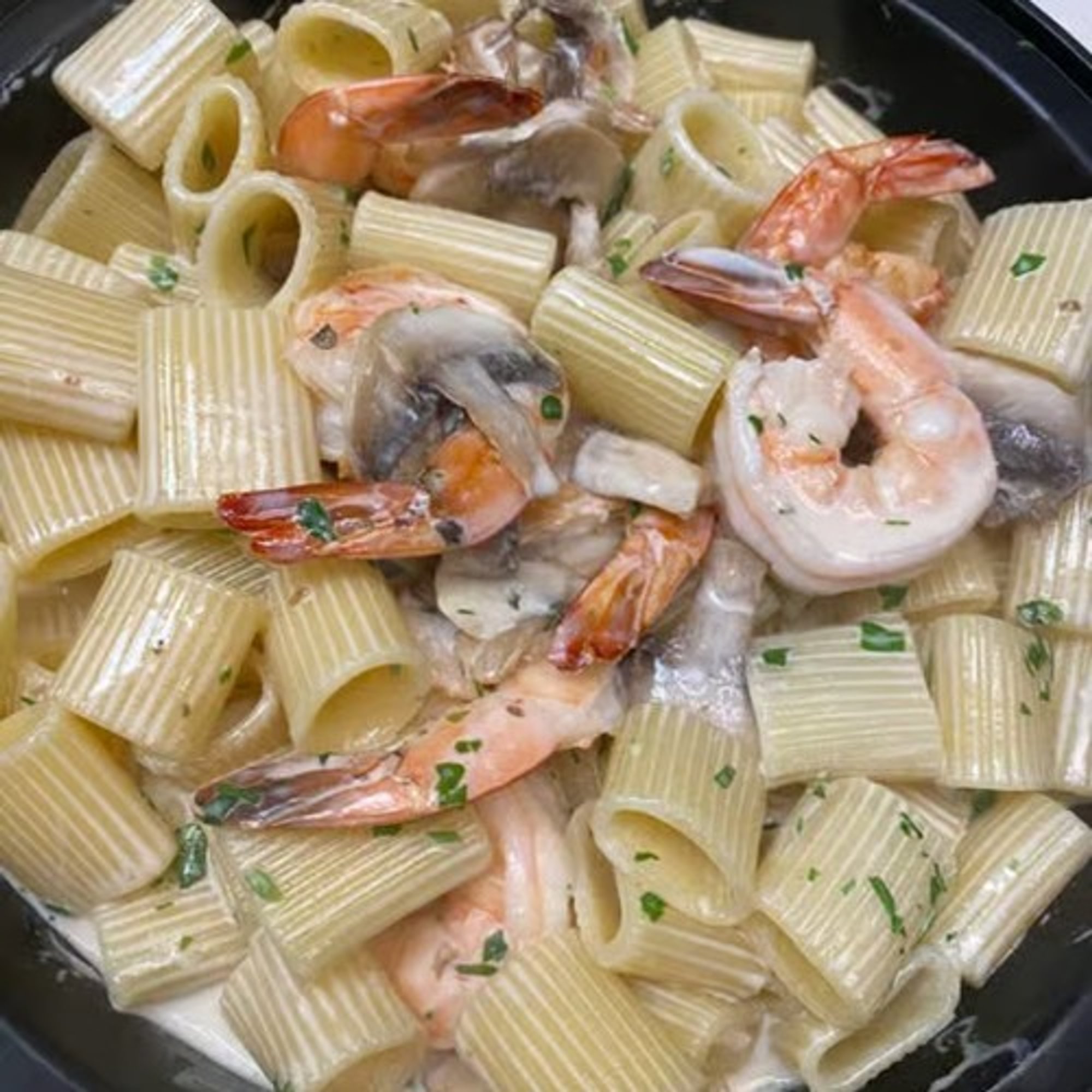 Rigatoni, Shrimp, and Mushrooms