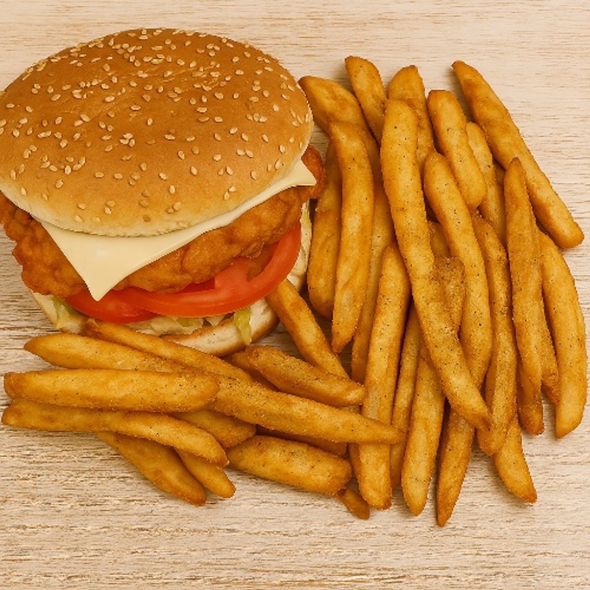 Chicken Sandwich, Fries & Can Soda