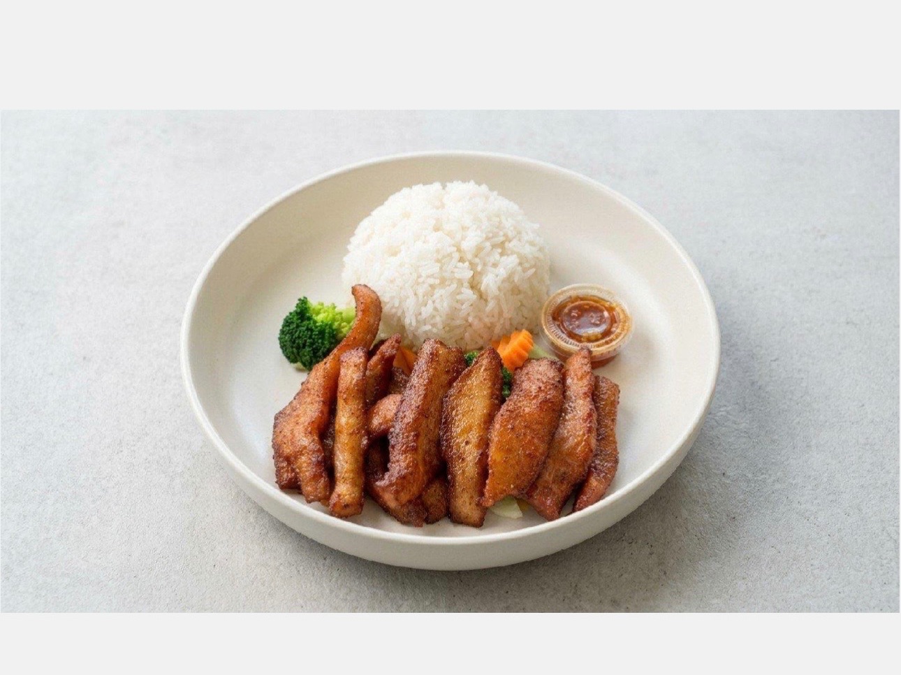 #08 Garlic Pork, Steamed Rice & Vegetables
