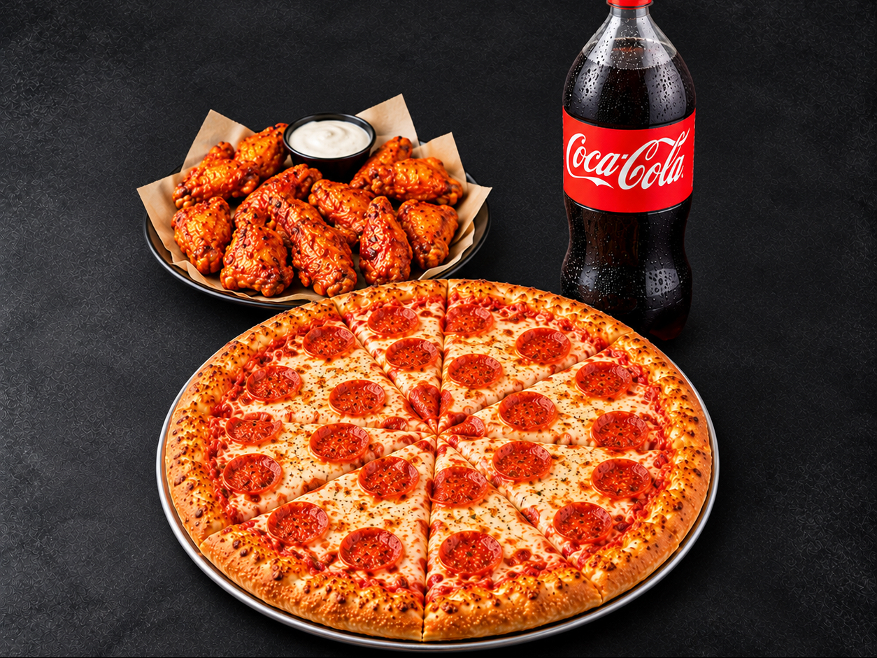 FOOTBALL SPECIAL (XL PIZZA + 10 WINGS + 2L SODA)