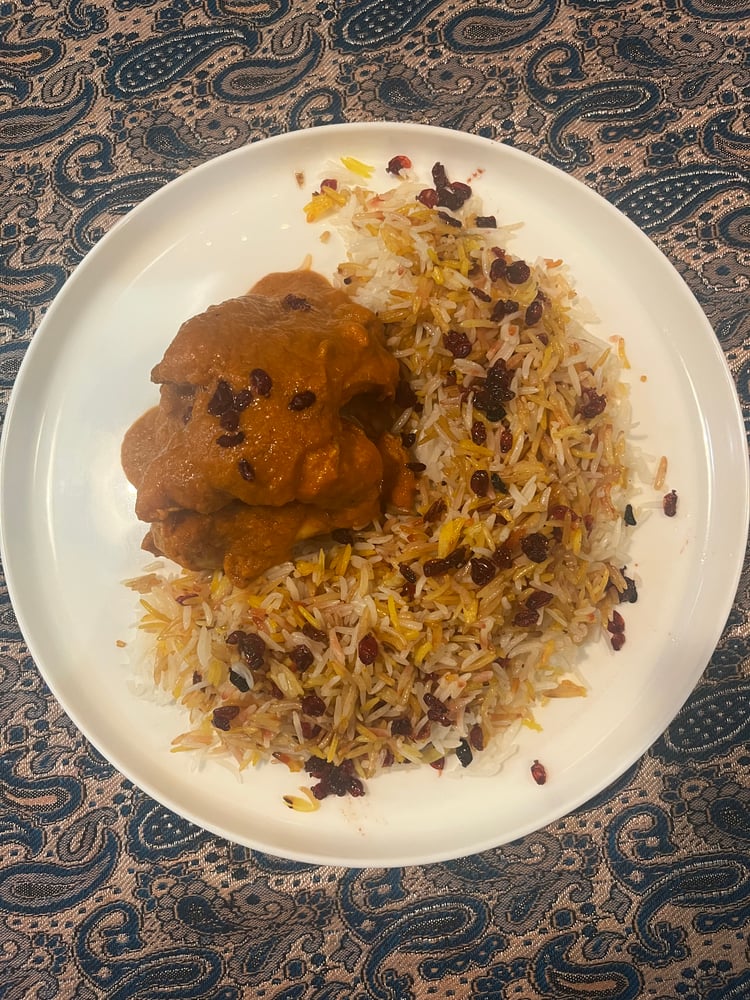 Adas Polo ba Morgh (lentil rice with Chicken)