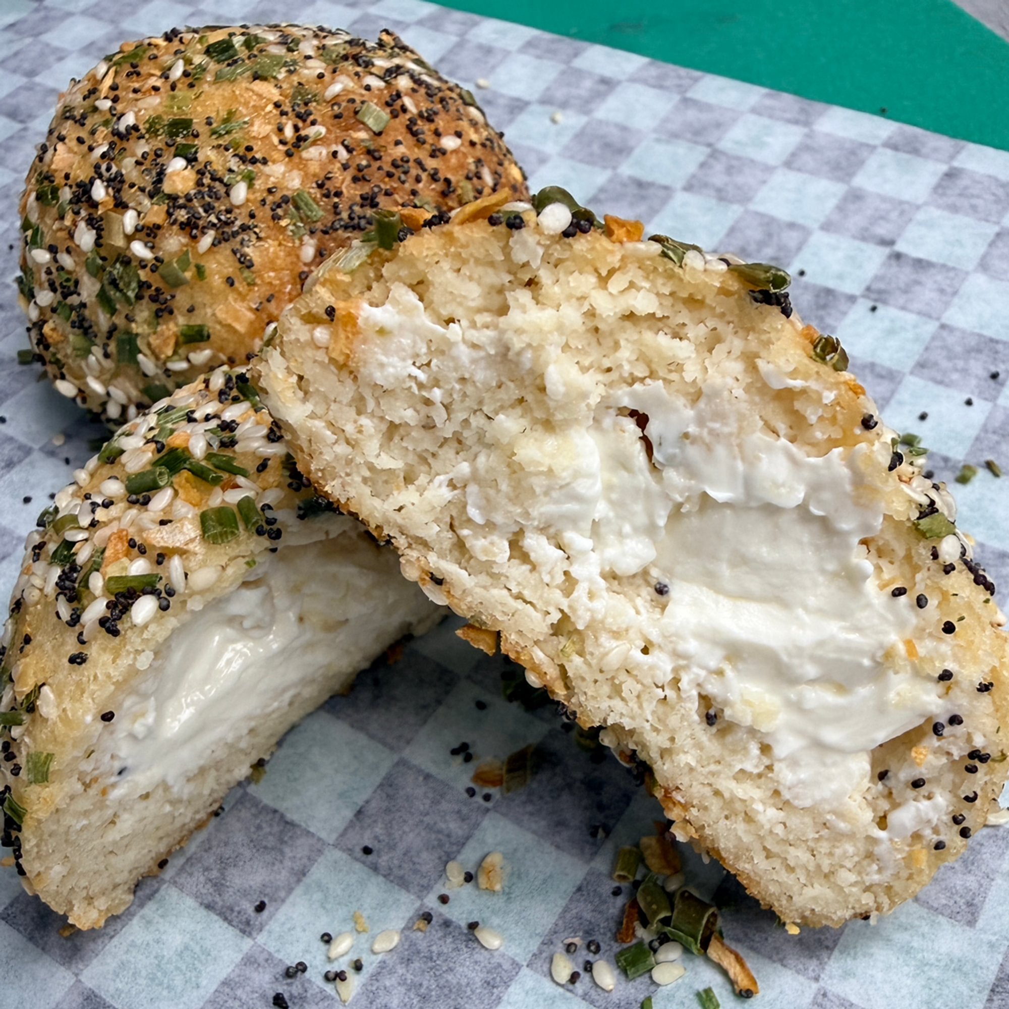 Cream Cheese Stuffed Everything Bagel Bites